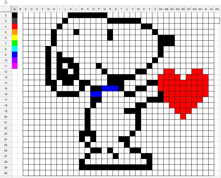 Spreadsheets can be used to make art, too. Spreadsheet Pixel Art. 